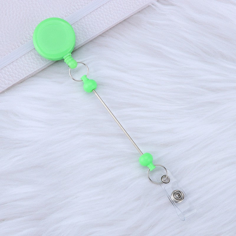 Wholesale Beadable Badge Reels Identification Easy To Pull Buckle DIY Beaded Plastic Keychain